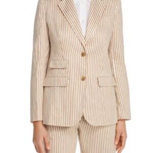 Tory Burch Stripes Beige and White Blazer size 10 cotton/linen blend